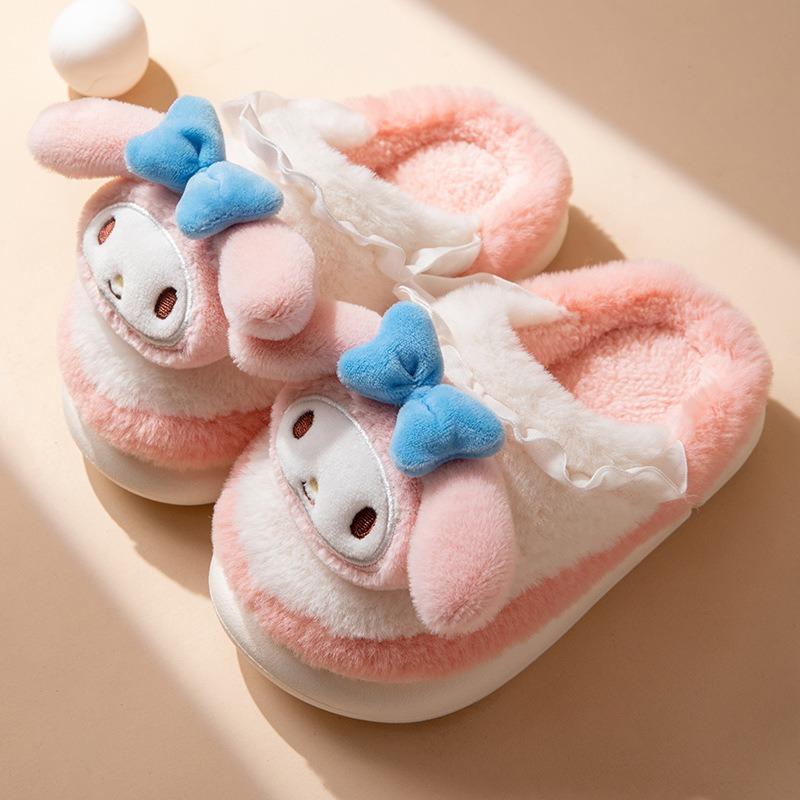 Children's Cotton Slippers Autumn and Winter Girl Princess Cute Hello Kitty Household Indoor Non-slip Sanrio Parent-child Hair Drag Man