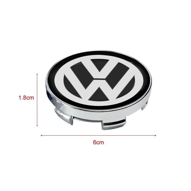 4Pcs 60mm For Volkswagen VW R Golf Tiguan Jetta GTI Bora ID.3 Polo Passat Rline Car Wheel Center Cover Stickers Hub Cap QS2