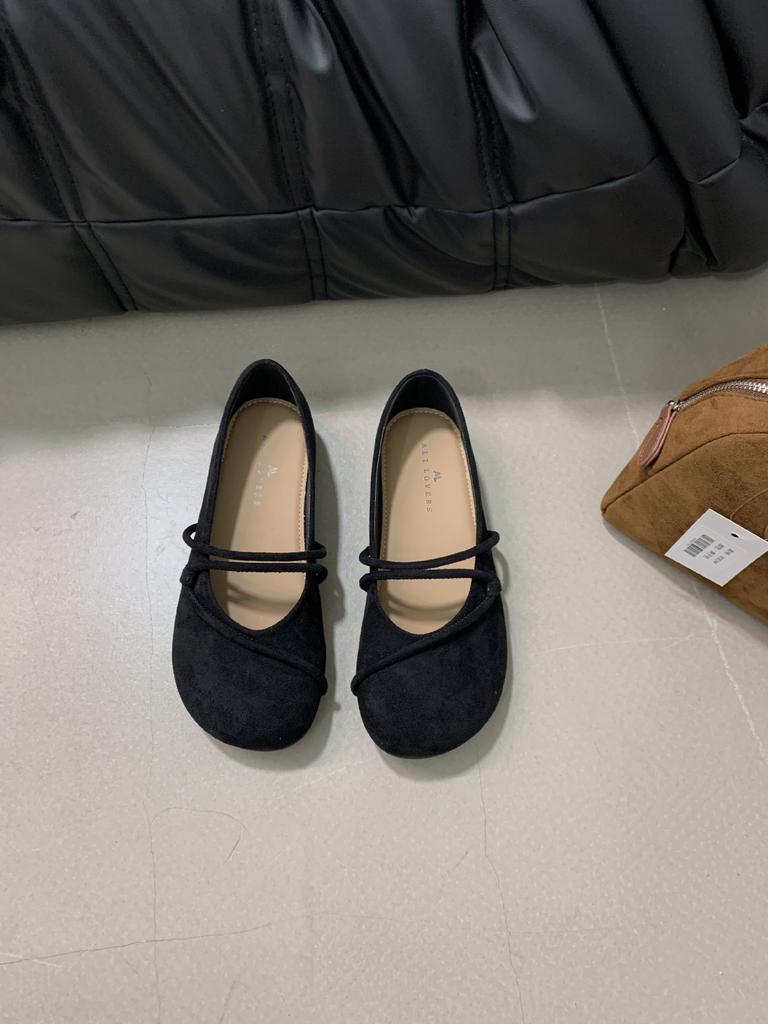 Sheepskin Version! Retro Round Head Leopard Print Beanie Shoes Women's Word with Ballet Grandma Shoes Flat Mary Jane Shoes