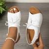 Lace-up Fish Mouth Sandals Summer New Thick-soled One-pedal Round Head Open-toed Velcro Beach Sandals