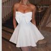 2024 Autumn/Winter Tube Top Bow Skirt - Sweet Style Solid Color Dress