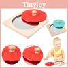 Hoshi Baby Wooden Montessori Mirror Peekaboo Knob Puzzle, Infant 3mos+ Tummy Time Toy
