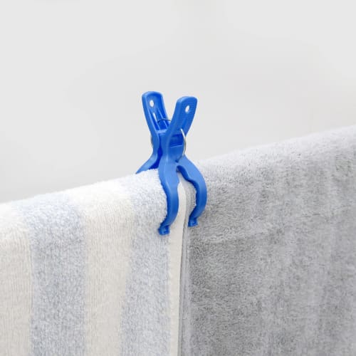 Towa Sangyo Heavy-Duty Neosul Wide Pole Clothespins, White/Blue, Approx. 4.4 X 3.4 X 9cm, Pack of 10