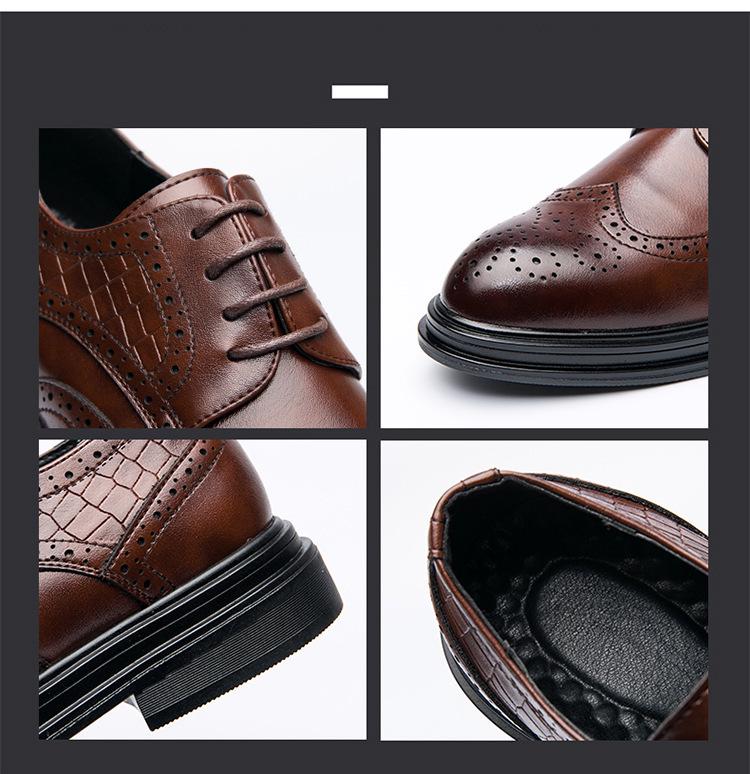 Men's Pointed Toe Leather Brogue Oxfords - British Style Casual & Formal Shoes for Spring and Autumn