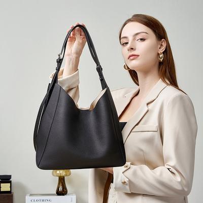 Large Bag Portable Leather Shoulder Bag Cowhide Niche Commuter High Sense Large Capacity Women's Tote Bag