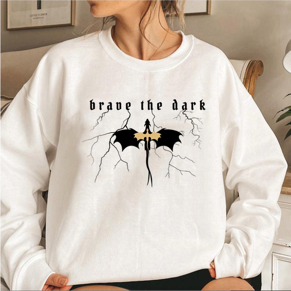 Onyx Storm Brave The Dark Sweatshirt Dragon Sweater Dark Academia Unisex Sweatshirts Long Sleeve Crewneck Pullover Vintage Tops