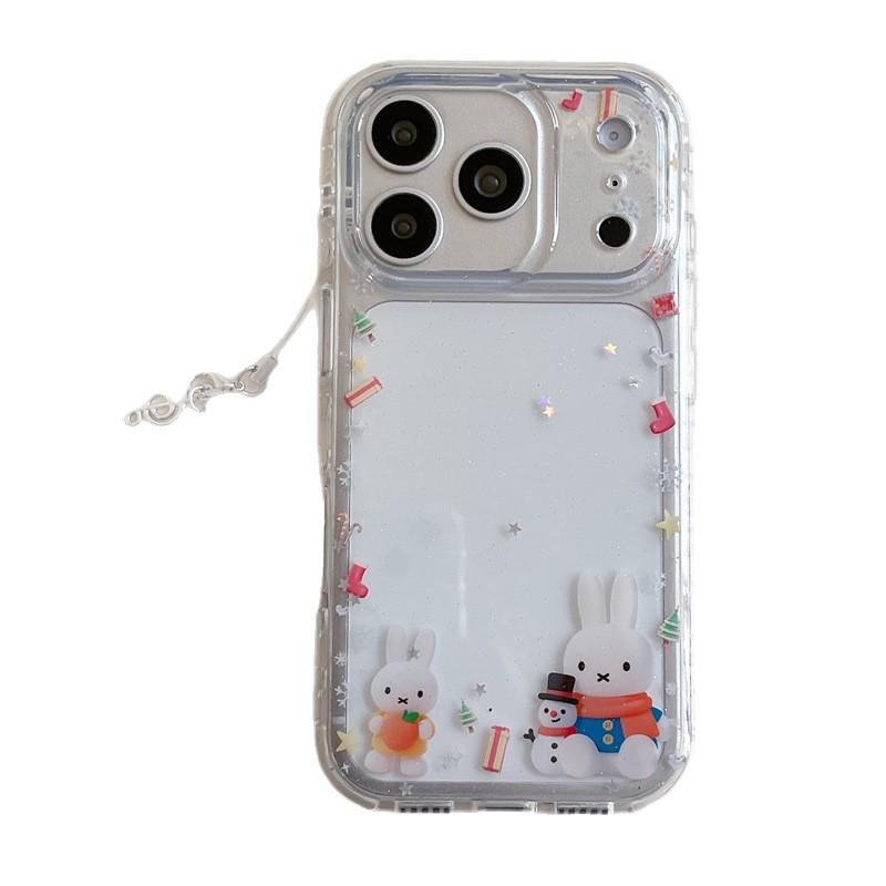 Sequin Edging Christmas Rabbit Phone Case for iPhone 14/15/16 Pro Max/17