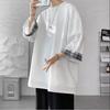 Spring Summer Men T-shirt Shirts Men's T-shirts Oversized Loose Plaid T-shirt Casual Seven Sleeves T-Shirt Male