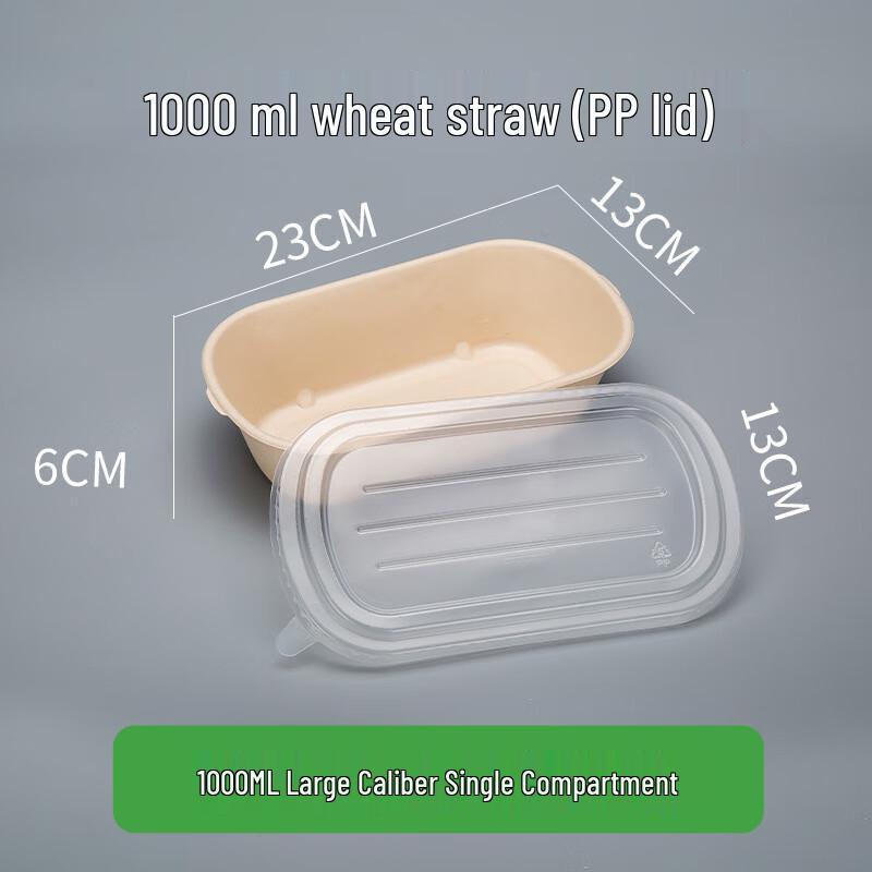 Disposable Biodegradable Pulp Meal Boxes with PP Lids 1000ml Single Compartment