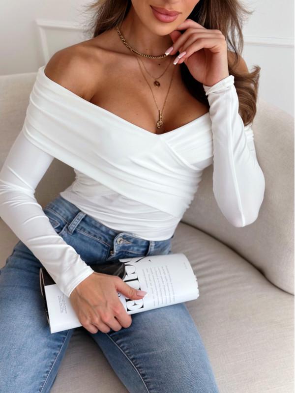 2024 Autumn/Winter Sexy Off-Shoulder Long-Sleeve Women's Fashion Top