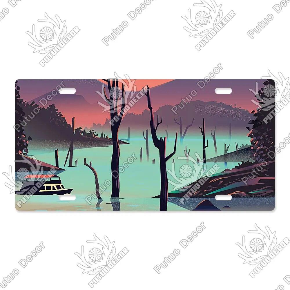 Putuo Decor Ilustrace SPZ Plechová cedule Plaketa Kovová dekorativní deska do auta Dveře do obývacího pokoje Domácí nástěnná dekorace