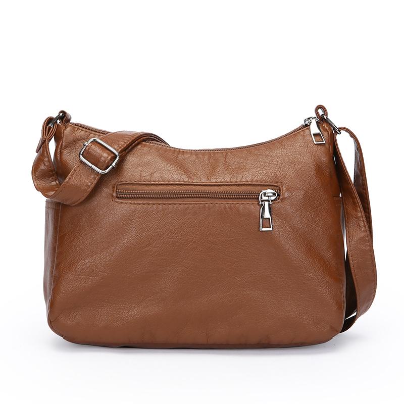 Skulderveske Stor Kapasitet Flerlags Mykt Skinn Dameveske Middelaldrende Og Eldre Morsveske