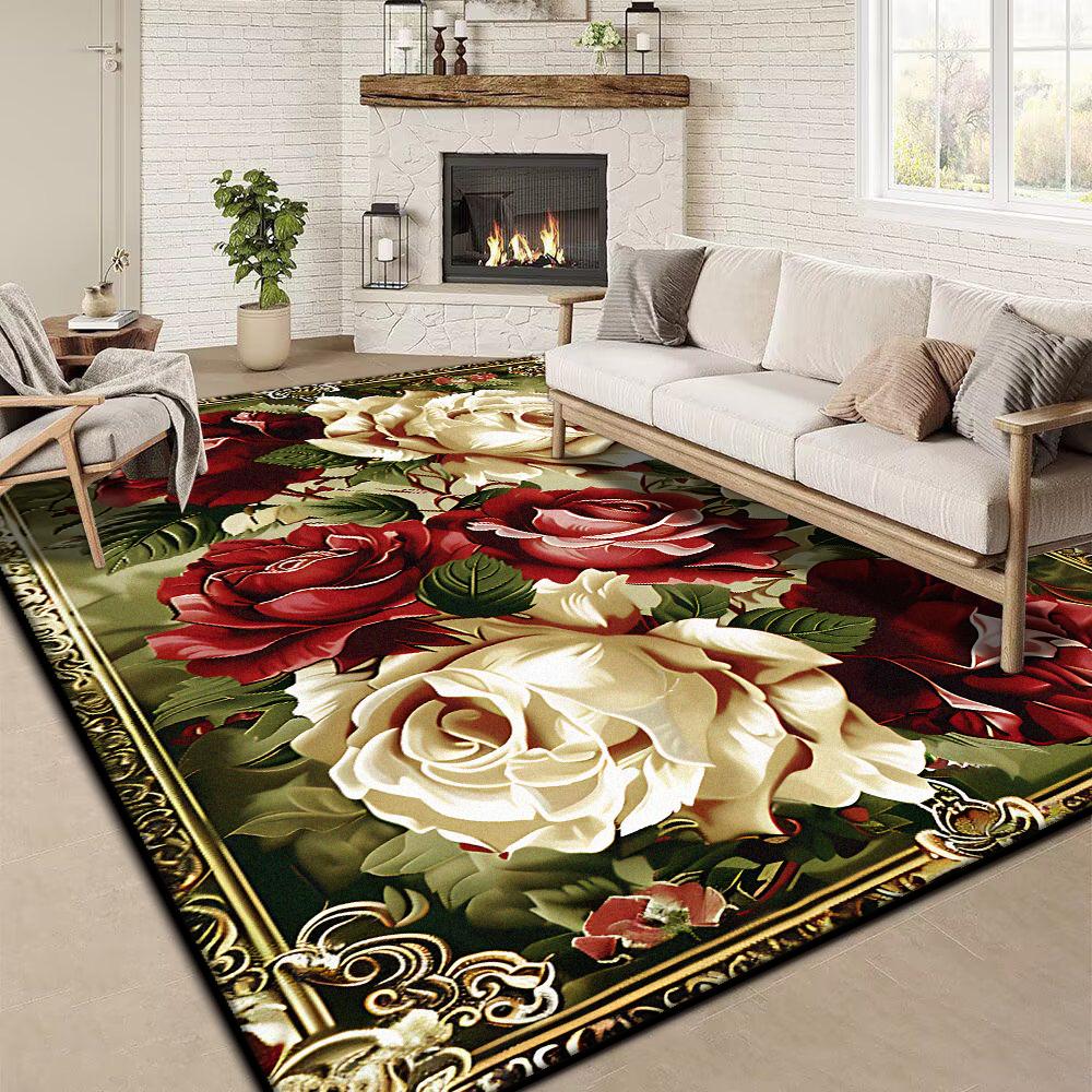 

Ретро Цветочный Большой Ковер 200x300 см Европейский Роскошный Декоративный Ковер для Гостиной Нескользящий для Спальни Гардеробной Моющийся Мягкий Коврик 200*250cm