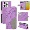 For iPhone 15 Pro Leather Phone Case Stand Wallet with Bi-colour Splicing Design