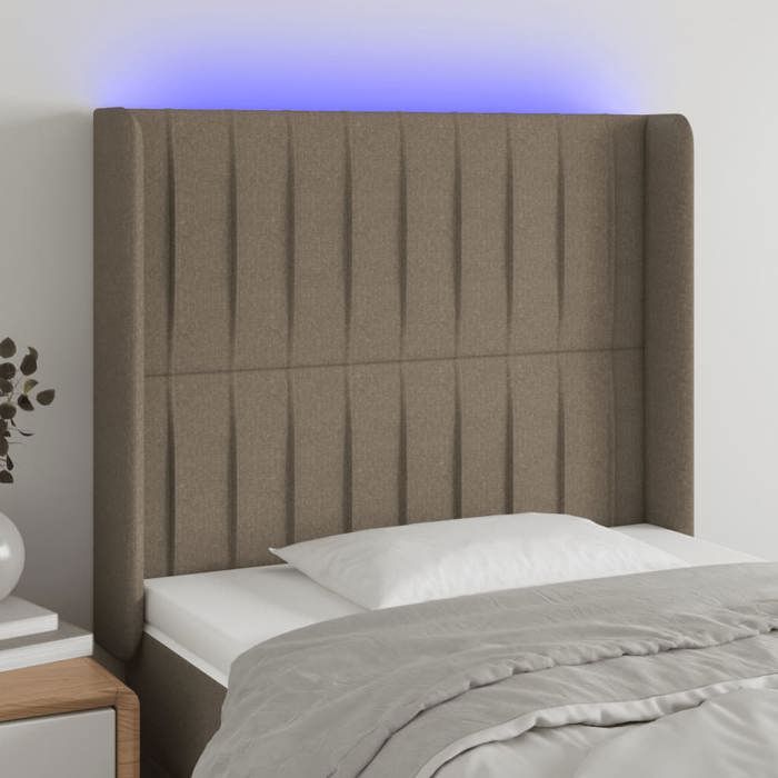 VidaXL Tête de Lit à LED Meuble de Chambre à Coucher Accessoire de Lit Simple Tête de Cadre de Lit Intérieur Taupe 3124280