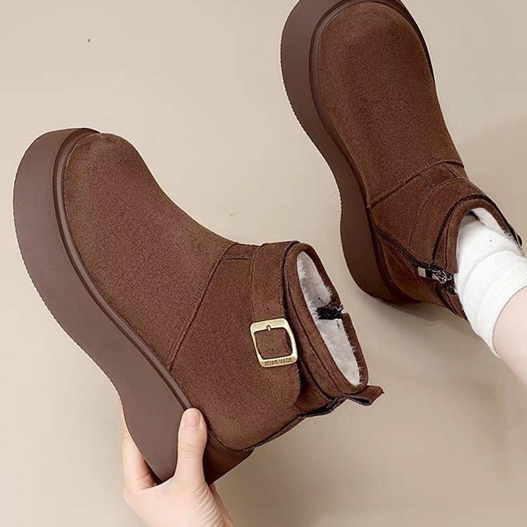 

Thick-soled snow boots Year-old retro thickened warm Martin boots Height-increasing and thin short boots 40 коричневий