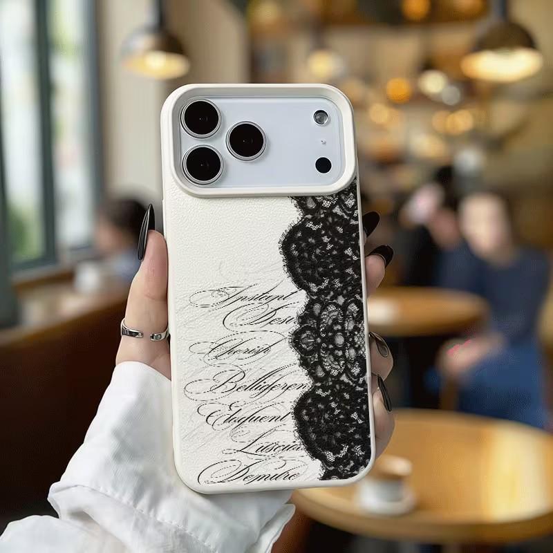 Black Lichee leather pattern Phone Case For Infinix Hot 60 50 40 30 12 11s 10 9 8 Play Pro Plus 5G Shockproof Cover Lace Floral