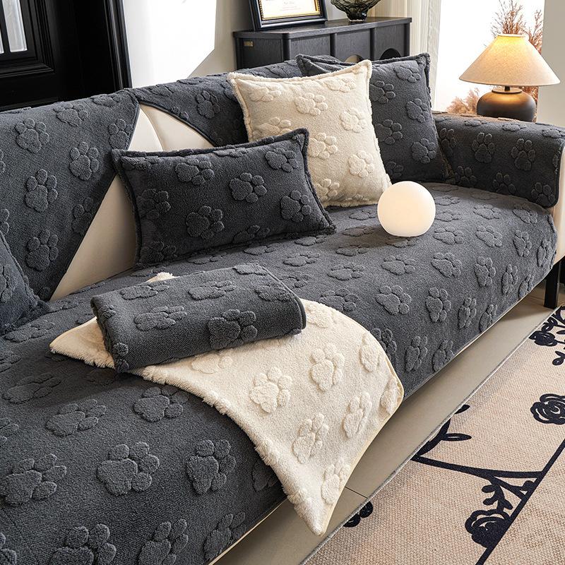 Shu cotton lint sofa cushion autumn and winter one-piece anti-skid anti-cat scratch seat cushion simple and high gram weight