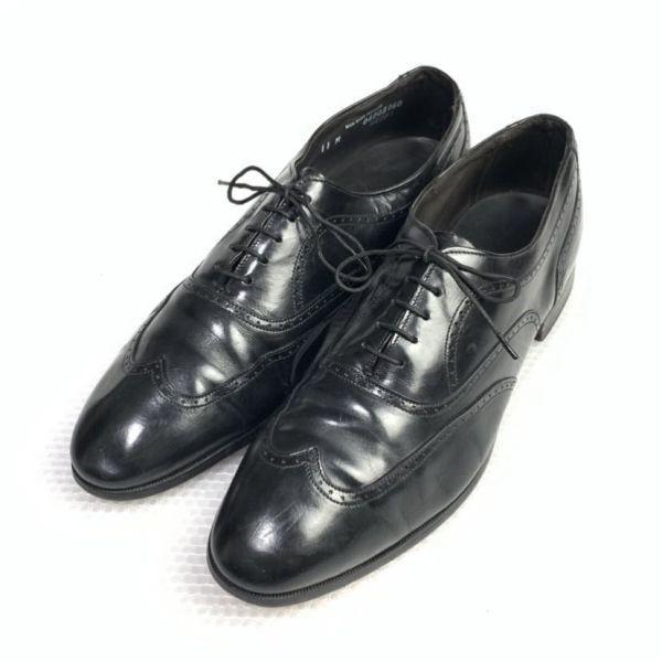 USED/80s 90s Vintage USA Made Bostonian Size 11M 28.5 29.5cm Full Brogue Wingtip Black