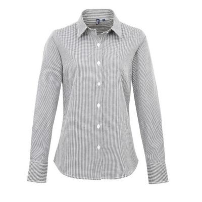 Womens/Ladies Microcheck Long Sleeve Shirt