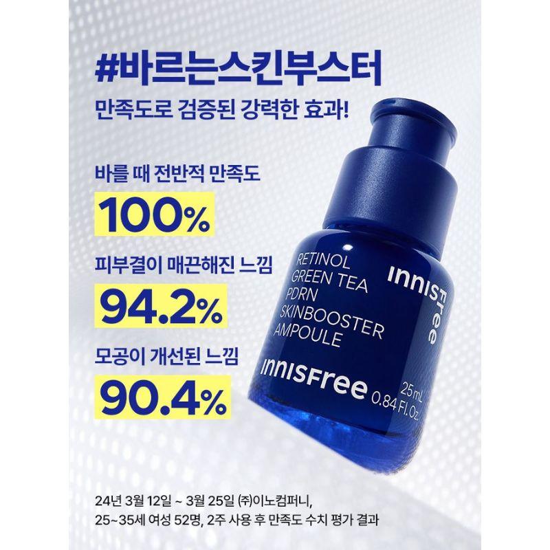 Innisfree Retinol Green Tea PDRN Skin Booster Ampoule 40ml Set(Retinol PDRN Skin Booster Toner 25 mL + PDRN Ampoule 10mL)
