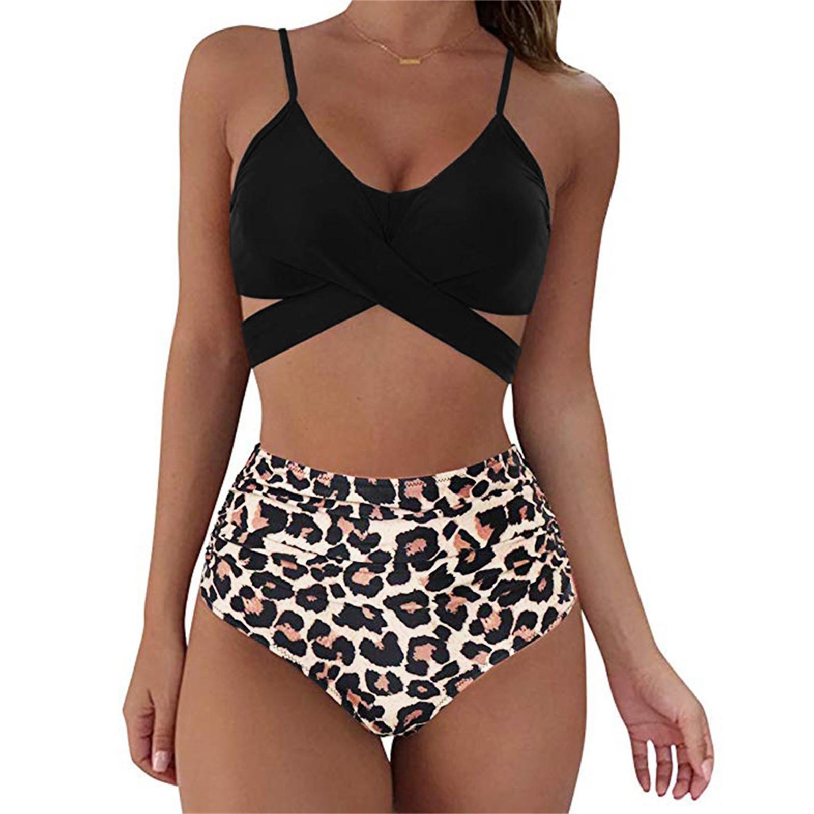 Women s Summer Sexy Color Split Two-Piece Bikini Swimsuit M