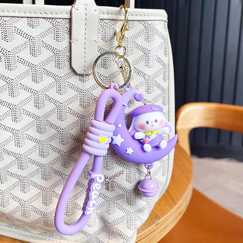 Moon And Star Rabbit Keychain Made Of Durable Pvc Material