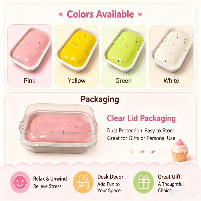 Sticky Box Cake Soft Squeeze Toy Slow Rising Butter Ice Cream Fidget Toy for Kids Party Games Adult Office Relaxation