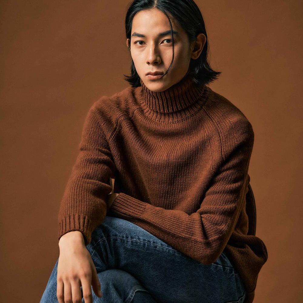 EDWARDMAX Raglan Turtleneck Lambswool (Brown)
