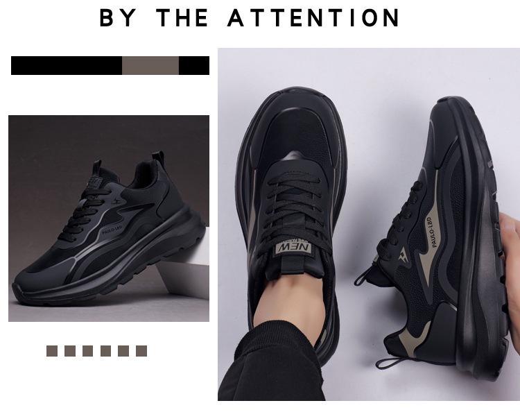 Men's 2026 Fashion Soft Sole Black Running Shoes - Trendy, Breathable & Comfortable for Autumn.