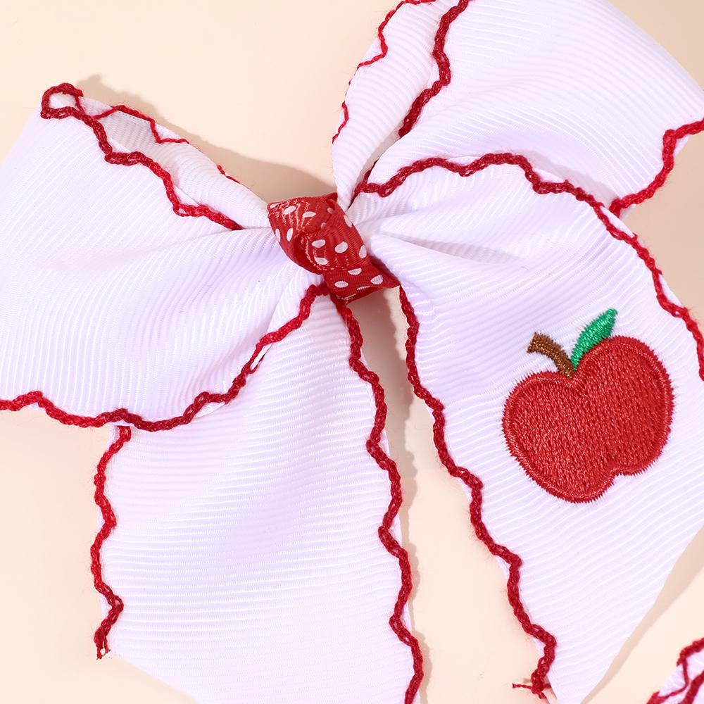 Back To School Kids Hair Bows Grosgrain Ribbon Embroidered Pencil Moonstitch Edge Hair Clips for Girls Children Hair Accesso
