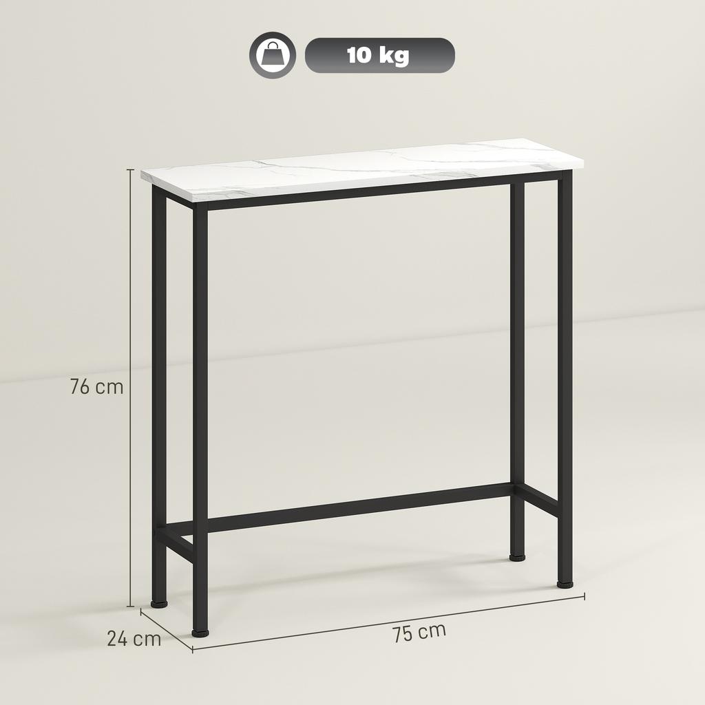Console Table Hallway Table with Adjustable Foot Pads, Anti-Tip 75 X 24 X 76 Cm for Small Spaces Black