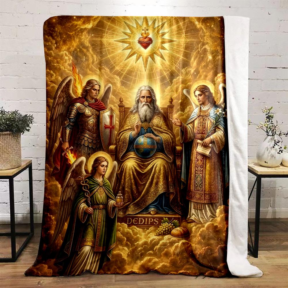 Heavenly Angels and Divine Figure BlanketFlannel blanket for bedroom, living room, sofa, and nap