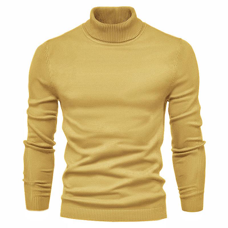 Autumn Winter Casual Men's Solid Color Pullover Sweater High Collar Men Knitwear Sweaters