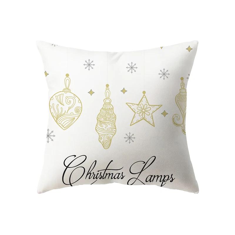 Merry Christmas Decorative Printed Pattern Cushion Cover Home Living Room Sofa  Pillow
