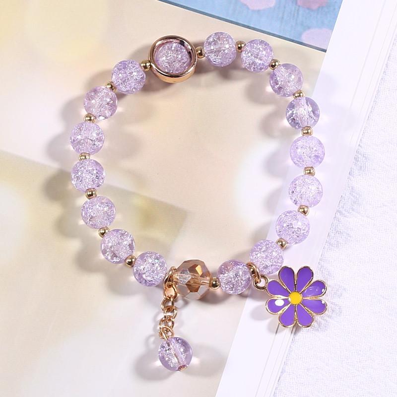 New Little Daisy Bracelet Female Student Mori Single Circle Strawberry Crystal Bracelet Girl Heart Simple Sweet Flower Bracelet