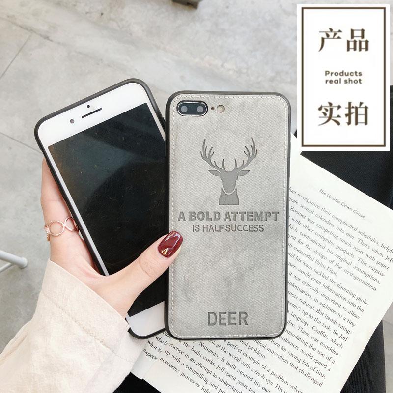 For iPhone11 12 13proMax miniTPU Soft Shell Apple XR XS X 6 6S iPhone 7 8plus Phone Case Cloth Texture 3D Embossed Deer Case