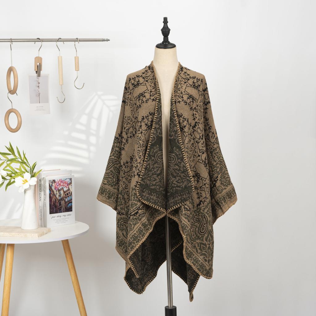 Vintage Printed Cape Cardigan Shawl, One Dress And Three Wears Ethnic Style Shawl, Women'S Travel Scarf