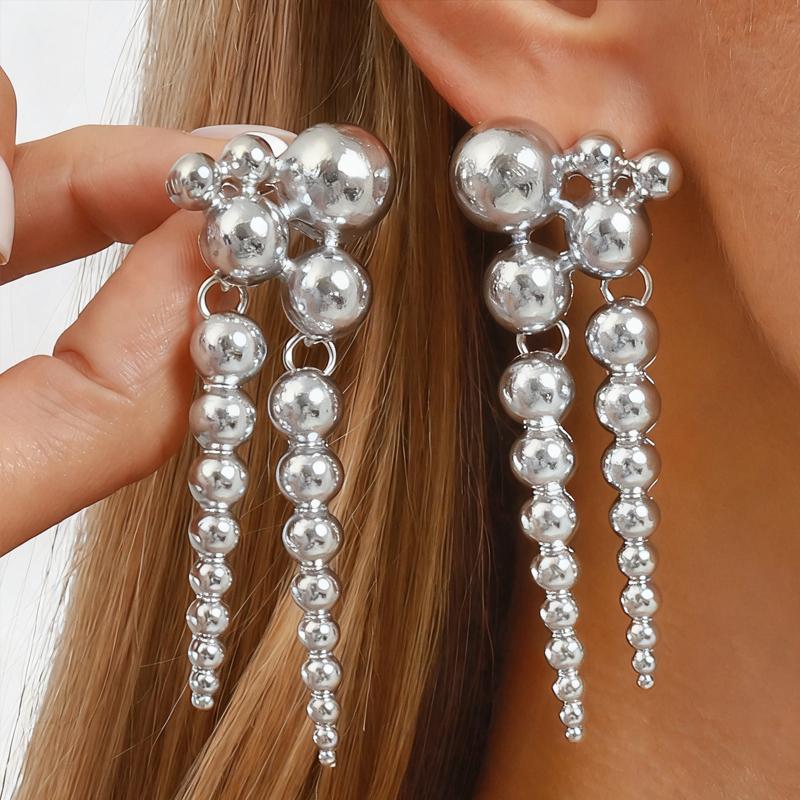 Luxus Metall Mehrschichtig Kugelförmig Perlen Anhänger Ohrringe für Damen Elegant Gold Farbe Kugel Unregelmäßig Ohrringe Design Schmuck