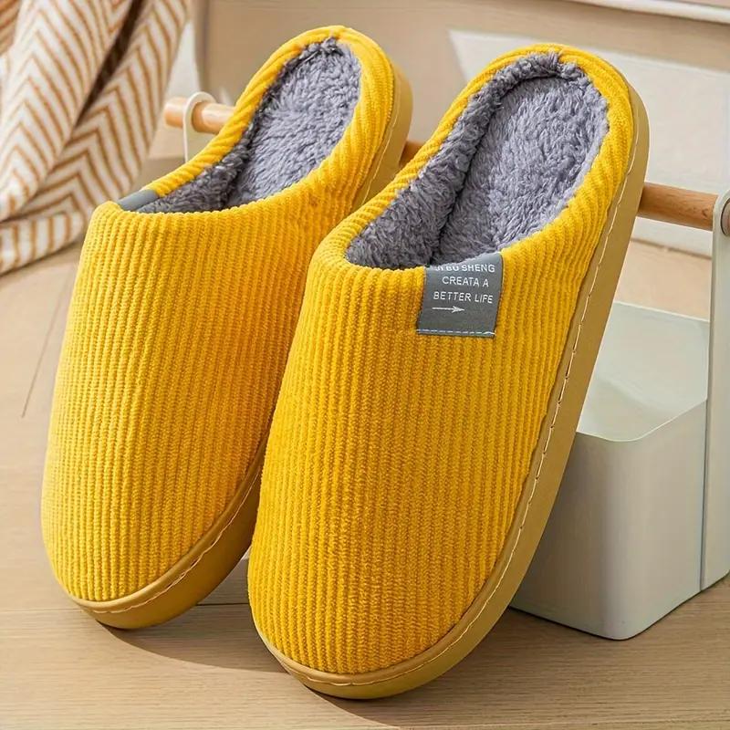 Winter New Cotton Slippers Couple's Solid Color Home Indoor Slippers with Plush Comfortable Plush Slippers