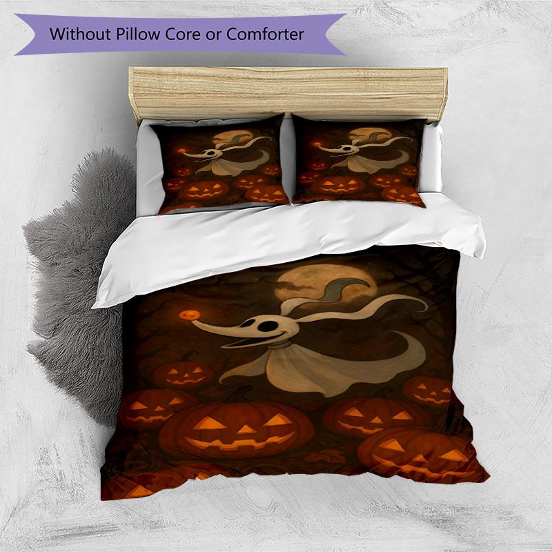 3pcs Duvet Cover Set (1*Duvet Cover + 2*Pillowcase, Without Core), The Nightmare Before Christmas Print Bedding Set, Bedroom Decor, All‑Season, Birthd