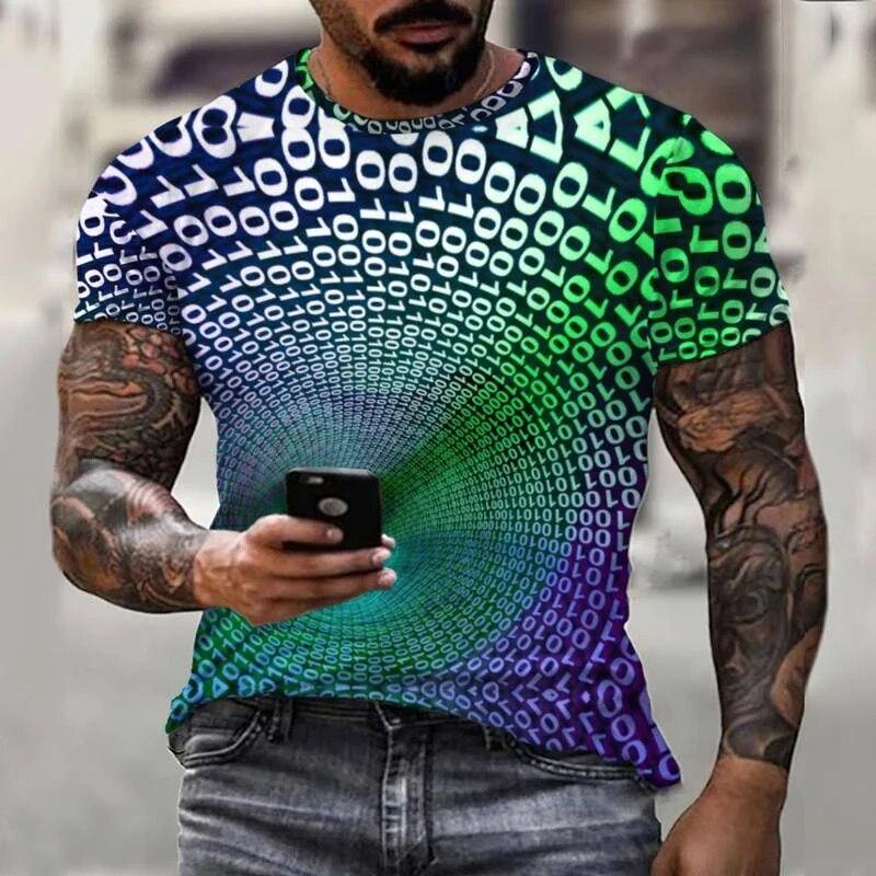 Colorful Swirl Abstract 3D Printing Men's T-Shirt Short Sleeve Streetwear Fashion Casual Sports Oversized