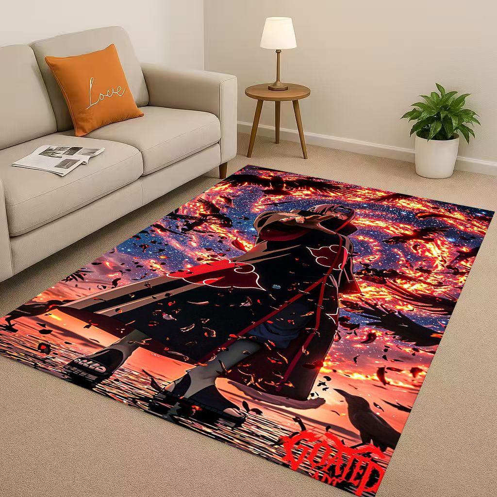 3D I-Itachi Cartoon Anime Living Room Non-Slip Area Rug Carpet for Bedroom Playroom Sofa,Easy Clean Home Decor Doormat Kid