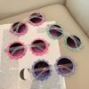 Retro Special Round Daisy Flower Sunglasses Woman  Vintage Fashion Brand Female Eyewear Party Travelling UV Shades