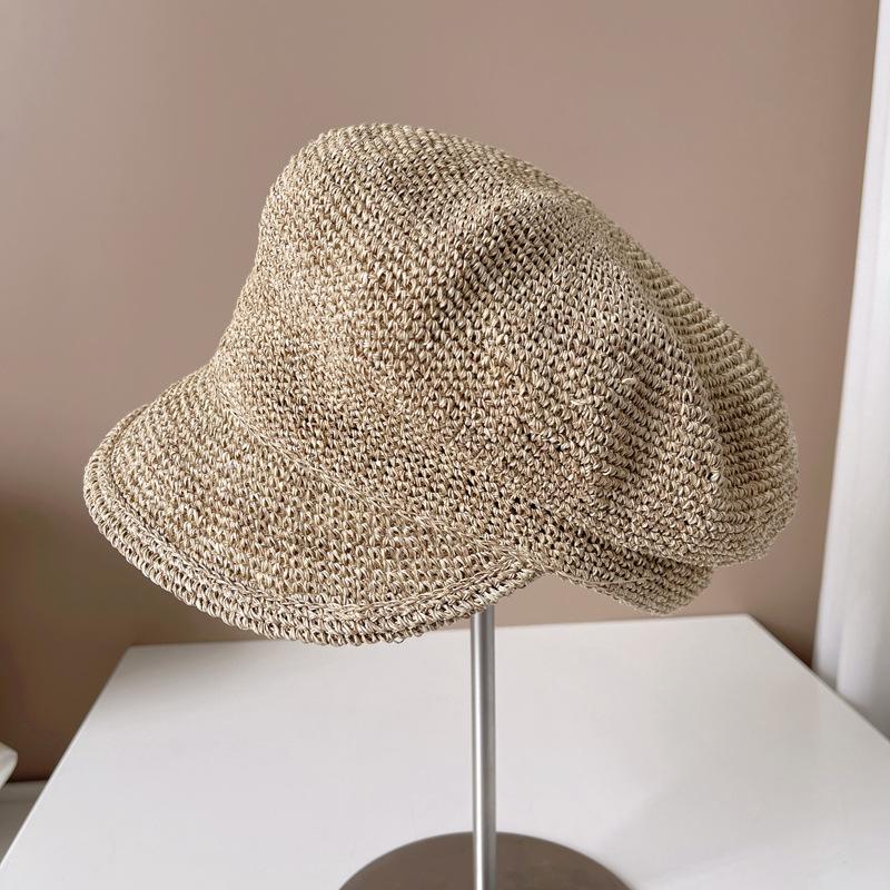 

Ins летняя японская мягкая дышащая ручная вязаная крючком восьмиугольная шляпа для отдыха из натуральной травы для мужчин и женщин, козырьки, кепка One Size