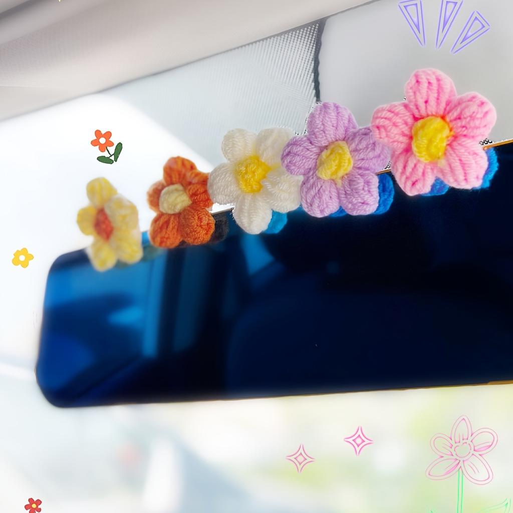 6pcs Flower Creative Car Decoration, Lovely Automotive Accessories, Puff Flower Interior Accessory for Cars