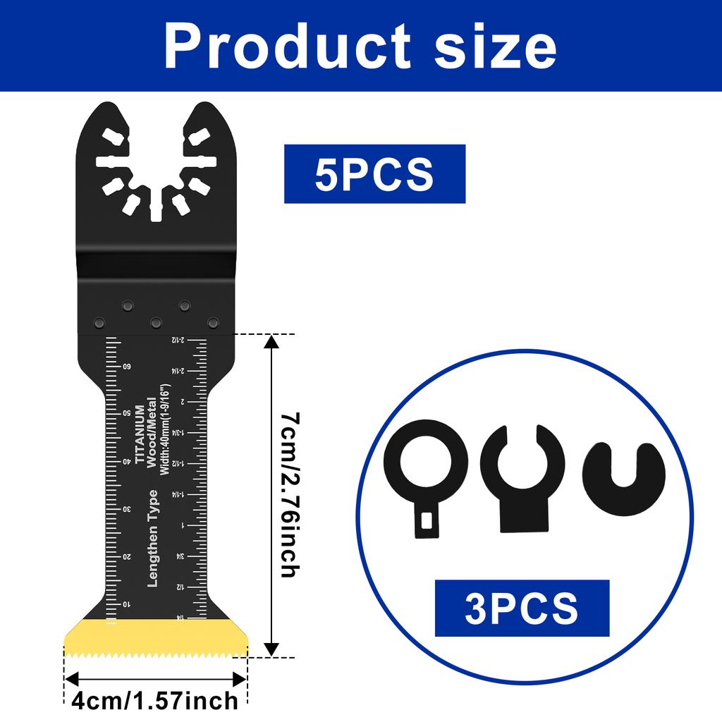 Titanium Oscillating Saw Multi Tool Blades Kit Plunge Cutting Multitool Blades for Metal Wood Nails Screws Plastic Cutting