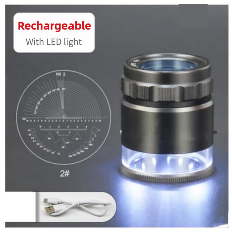 10-fache HD-Zylinderlupe mit Licht, verschiedene Messskalen, tragbar, USB-Ladefunktion, optische Lupe