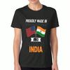 Proudly Made In USA And Rooted In India Flags Women's Cotton T Shirt, Premium Cotton Quality Print, Durable, Relaxed Fit Fashionable T Shirt.
