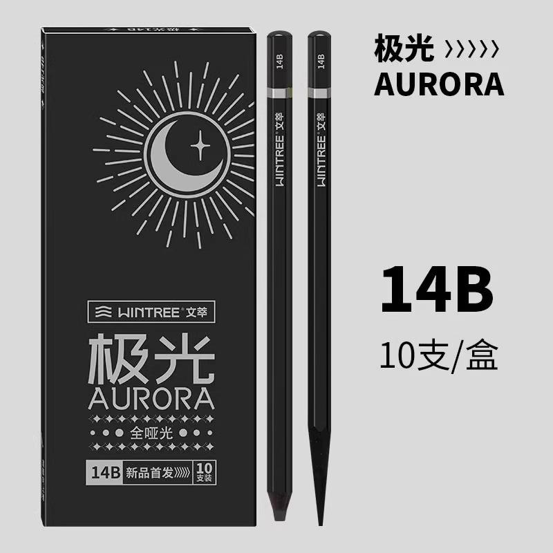 WINTREE Aurora 14B 16B Ensemble Complet d'Outils de Croquis au Crayon Entièrement Mat Crayon Carbone Carbone Entier Carbone Souple Pour Étudiant en Art Débutant
